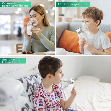 Небулайзер Nauotk Inhaler, портативний інгалятор для дорослих і дітей об'ємом 10 мл безшумний USB-C, що перезаряджається з мундштуком для дому та подорожей, білий