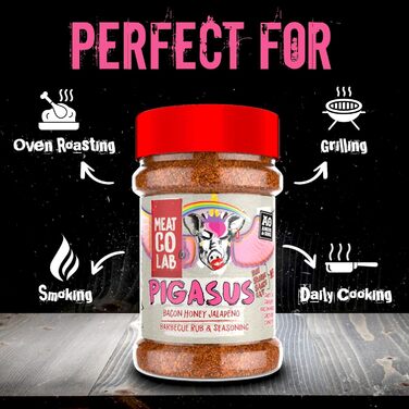 Ангус і хрю, пігас, бекон, мед, халапеньо, барбекю та приправи Ідеально підходить для свинини, курки, відбивних і картоплі фрі Ідеально підходить для гриля, копчення та для духовки 200 г
