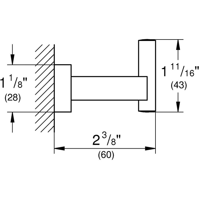 Гачок для халата (метал, приховане кріплення, міцна поверхня), хром, 40511001 Квадрат