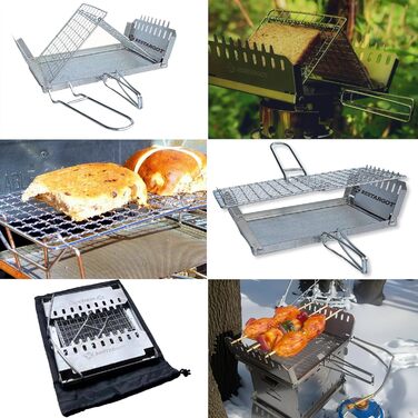 Піч Hobo вулична кемпінгова піч, дров'яна піч з нержавіючої сталі, з сіткою для гриля, газова плита 1-конфорочна Opt 3 Кемпінговий