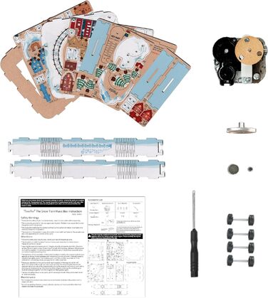 Музична скринька Tonecheer Дерев'яний 3D-пазл, набір моделей для сім'ї котів своїми руками для дорослих, обертова музична шкатулка, дерев'яна головоломка Подарунки для прикраси будинку Подарунок на день народження Різдвяні підлітки (Сніговий поїзд)