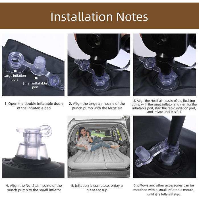 Автомобільний надувний матрац EUNEWR Позашляховик Автомобільний матрац Кемпінговий надувний матрац Портативний товстіший надувний матрац Автомобільний матрац з двома подушками для подорожей Кемпінг Активний відпочинок на свіжому повітрі