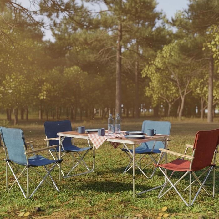 Алюмінієвий кемпінговий стіл CampFeuer для 6 осіб 120 x 60 см Складаний садовий стіл, розкладний стіл, розкладний балконний стіл Вуличний стіл з регульованою висотою, розкладний стіл для кемпінгу, саду, патіо