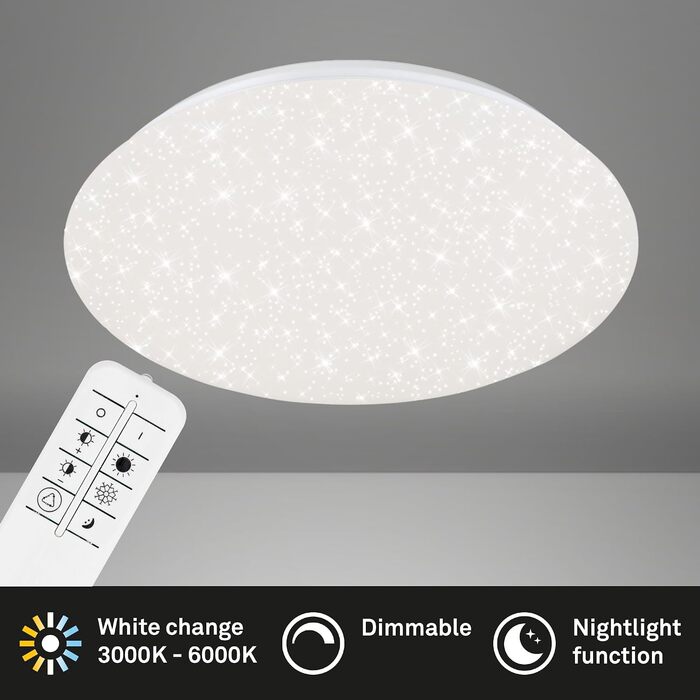 Стеля LED-світильник BRILONER Зоряне небо з пультом керування, регулювання кольору (від теплого до холодного білого), 48,5x7,5 см, білий