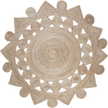 М круглий килим килим кілім, бежевий, плетений джутовий килим, для приміщень і вулиці, плоске плетіння, для спальні, тумбочки, кру