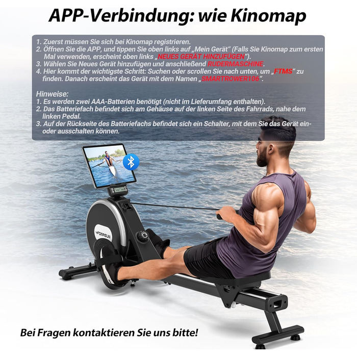 Новинка 2026 року Магнітний гребний тренажер DMASUN для домашнього використання з оновленими подвійними рейками, підключенням до додатку, 16 рівнями опору, РК-дисплеєм даних, ідеально підходить для кардіотренувань, витримує до 160 кг, чорний/сріблястий