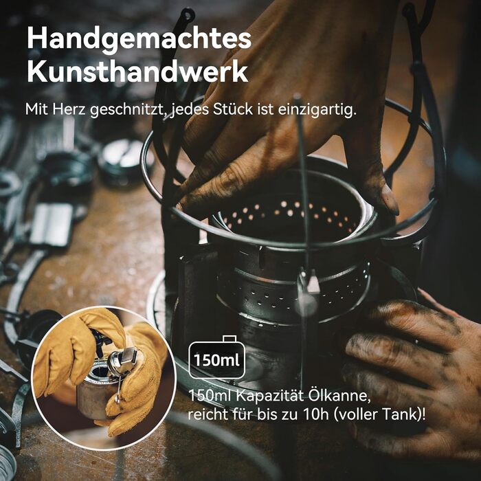 Ліхтар Thousand Winds Petroleum Storm, кемпінговий ліхтар, гасовий ліхтар Залізниця з ручкою для перенесення, вітрозахисний для використання на свіжому повітрі, кемпінгу, походів, патіо, пікніка - чорний