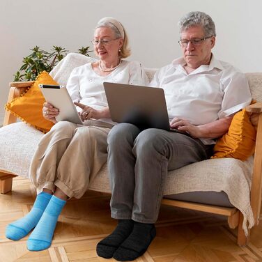 Бамбукові діабетичні шкарпетки LOFIR для жінок діабетичні шкарпетки без еластичної манжети, надзвичайно широкі, широкий пояс, безшовні, короткі шкарпетки для людей похилого віку, набряклі ноги, 5 пар, розміри 39-46, 39-42, різнокольорові - 5 пар