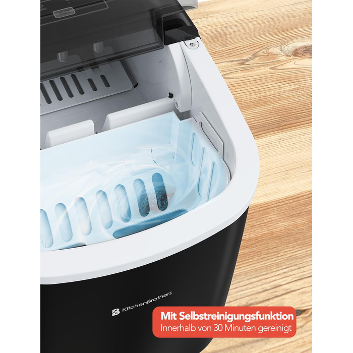 Машина для приготування кубиків льоду KitchenBrothers Small - Машина для подрібненого льоду - Машина для кубиків льоду, Кубик - Льодогенератор - Льодогенератор - Льодогенератор - Виробник кубиків льоду - Чорний