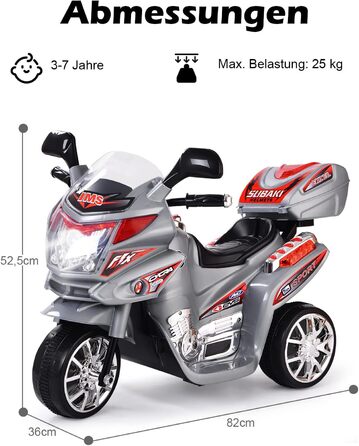 Дитячий електромотоцикл DREAMADE 6V, дитячий мотоцикл, дитячий транспортний засіб з музичним клаксоном і фарою, електромотоцикл дл
