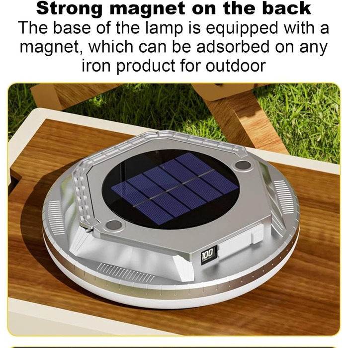 Ліхтар для кемпінгу, 1600 люмен, ліхтар для виживання на сонячній енергії, водонепроникний ліхтар для кемпінгу для походів, активного відпочинку, саду, двору, патіо, балкону, піших прогулянок, сріблястий