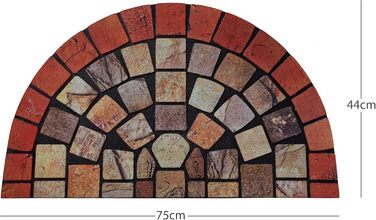 Килимок для дверей Nicoman Elegant Tile Mat Barrier, екологічний, стійкий до подряпин та ковзання, для використання всередині та зовні приміщень, форма півмісяця (75x44 см), червона облямівка, червона облямівка, 75 см (круглий)