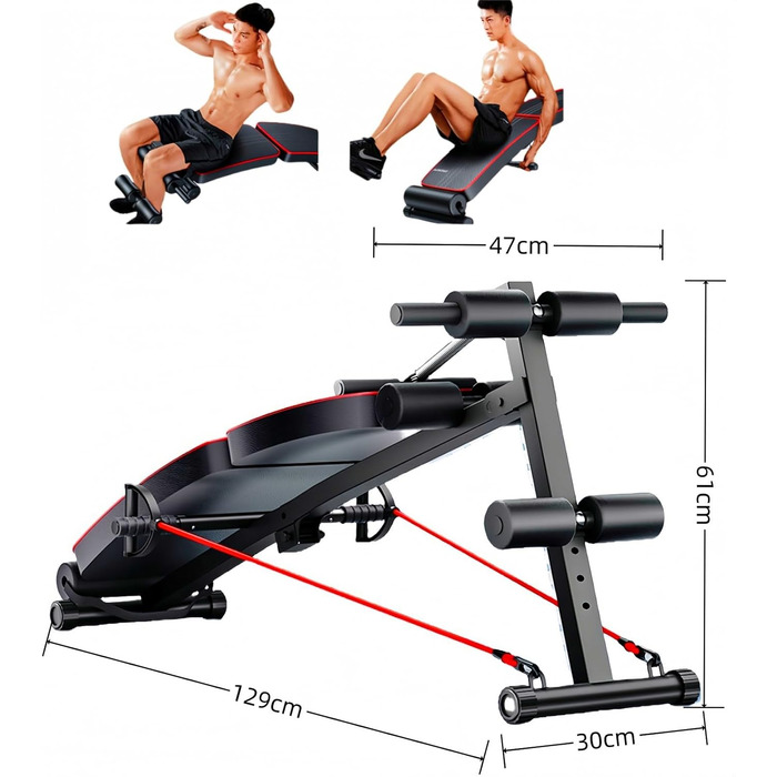 Складана лава для сидіння, багатофункціональна лава з регульованою висотою, з м&39якою пружинною підсилювачем, тренажер для пресу для вправ у тренажерному залі або вдома