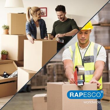 Бізнес-пакет Rapesco 1744 48 рулонів міцної клейкої стрічки, 50 мм x 60 м, прозорий (стрічки 48 x коричневий)