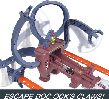 Гоночний трек з павутинням Людини-павука, 1 литий автомобіль з павучихи Гвен та 1 литий автомобіль з Людини-павука, швидкий старт,