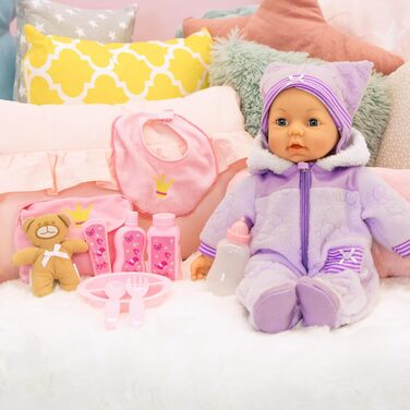 Функціональна лялька, інтерактивна лялька Piccolina Magic Eyes, рухає ротом, моргає та закриває очі, говорить, фіолетова, 46см, 94