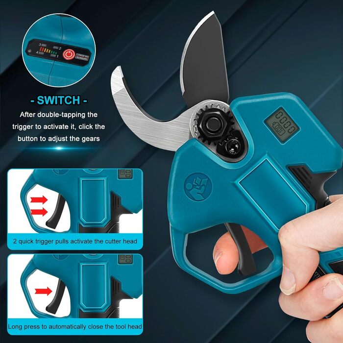 Акумуляторні сучкорізи зі штангою, безщіткові садові ножиці, сумісні з акумуляторами Makita, отвір 50 мм, максимальний діаметр різу 35 мм, ножиці для обрізки саду та дерев, подовження 2 м (акумулятор не входить до комплекту), макс. 35 мм, зі штангою