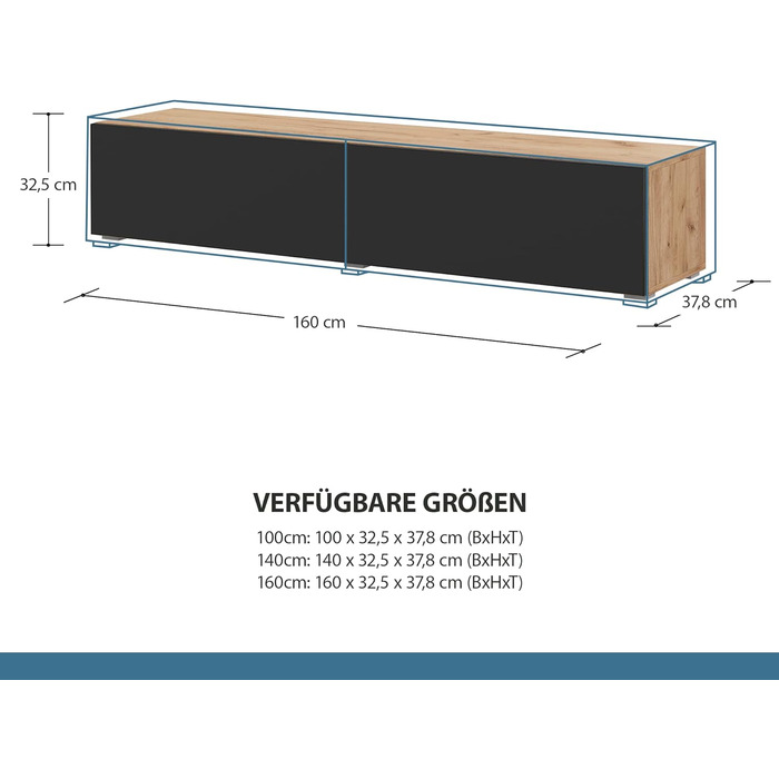 Тумба під телевізор Planetmbel, стіл під телевізор довжиною 160 см, тумба під телевізор підвісна або стояча, тумба під телевізор д