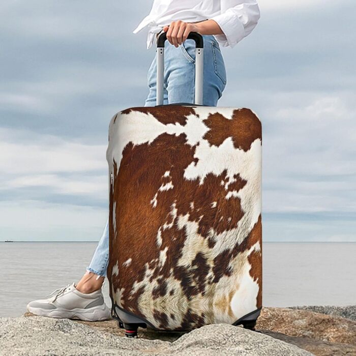 Чохол для валізи з принтом з червоної та білої яловичої шкіри BAFAFA, еластичний захист від подряпин та пилу, чорний, розмір 80