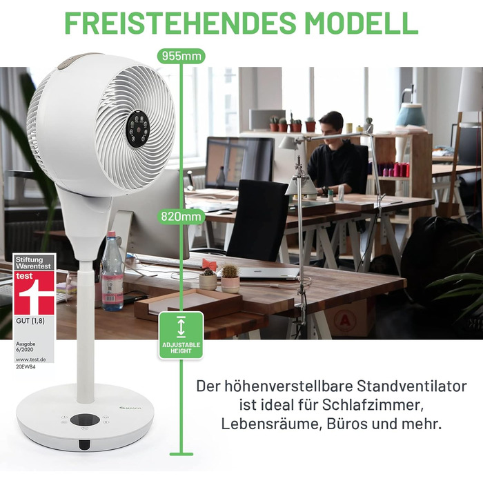 Настільний вентилятор MEACO MeacoFan 1056P - потужний, енергоефективний, енергозберігаючий, тихий, охолоджуючий вентилятор для спа