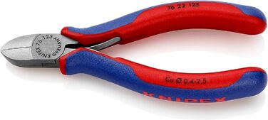 Діагональні кусачки Knipex для електриків чорні атраментовані, з багатокомпонентними ручками 125 мм 76 22 125