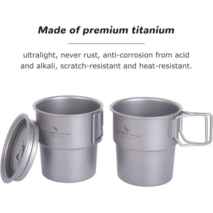 Безмежна подорож Титанова чашка для кави з кришкою 250 мл Пивний кухоль для кемпінгу на свіжому повітрі Піші прогулянки Пікнік При