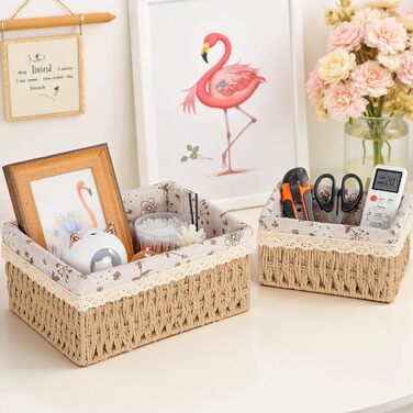 Кошик для зберігання з підкладкою, набір кошиків для зберігання іграшок з 3 предметів, ручне плетіння, декор у стилі бохо, плетений матеріал, що підлягає переробці, кошики-органайзери для пеленального столика, коробки для дитячої кімнати, маленький кошик 