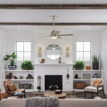 Стельовий вентилятор Licht-Erlebnisse з пультом дистанційного керування світлодіодне освітлення з регулюванням Ø132см 5 лопатей По