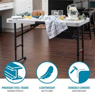 Складаний стіл Lifetime 80387, 1,22 м, регульований, мигдалеподібний