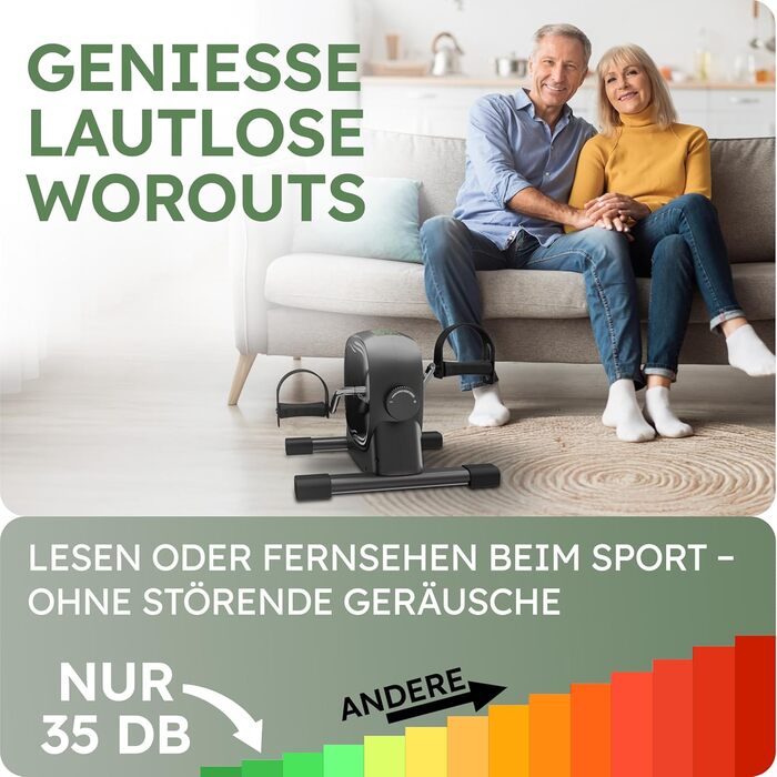 Набір педальних тренажерів HELDENWERK - Сертифіковано TV/GS, НОВИНКА 2025 року, включаючи кріпильний ремінь та протиковзкий килимок - Тренажер для рук та ніг для домашнього використання - Педальний тренажер для людей похилого віку, велотренажер