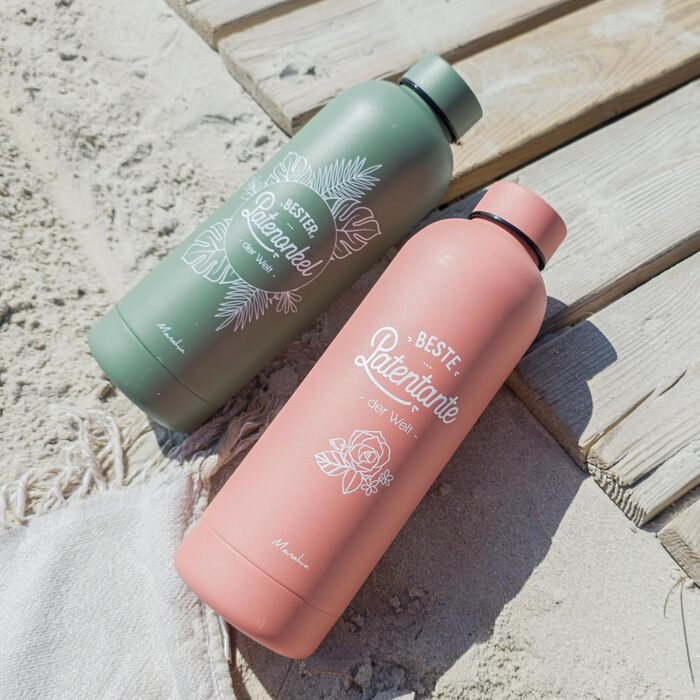 Подарункова термопляшка Manahia Godmother - Найкраща хрещена мати у світі - Термос з нержавіючої сталі 500 мл рожевого кольору - Ідея подарунка на хрестини, день народження та Різдво - У комплекті подарункова коробка