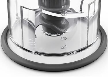 Подрібнювач з чотирма лезами, чаша 0,5 л, привід під тиском, 2 швидкості, нековзне кільце, можна мити в посудомийній машині, криголам, 500 Вт, білий, 61.000WH