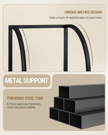 Полиця Hzuaneri, книжкова шафа, 6-ярусна полиця, полиця для DVD, вузькі полиці, офісна полиця в індустріальному стилі, металевий каркас для вітальні, спальні, кухні, чорна BC56004B 30 x 33,6 x 182,5 см чорна