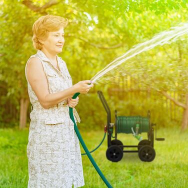 Шлангбарабан Relaxdays металевий, 4 колеса, XL, з ручкою, для 60м шланга, HBT 81 x 48 x 80 см, чорний