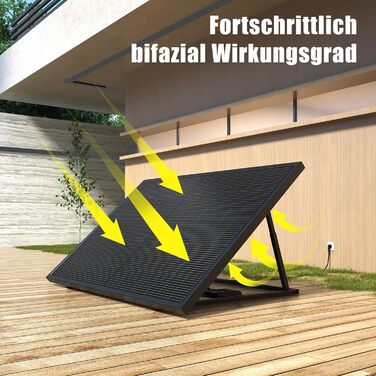 Балконна електростанція BENY Plug & Play, балконна електростанція з монтажним кронштейном, комплектна балконна електростанція потужністю 430 Вт - розетка - інвертор 600 Вт - двосторонні сонячні панелі 430 Вт - кронштейн для плоских дахів