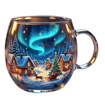 Різдвяна кружка - Розписана, динамічна керамічна кружка для свят Термостійка підставка для кави/чаю для зимових свят Святкова кружка для кави на день народження, вечірка.
