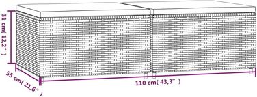 Садовий табурет з подушками 2 шт. Коричневий полі ротанг,319757