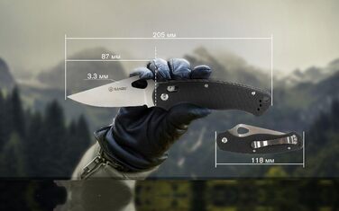 Складаний кишеньковий ніж, лезо з нержавіючої сталі 440C, ергономічна нековзна рукоятка G10 з кліпсою, полювання, риболовля, кемпі