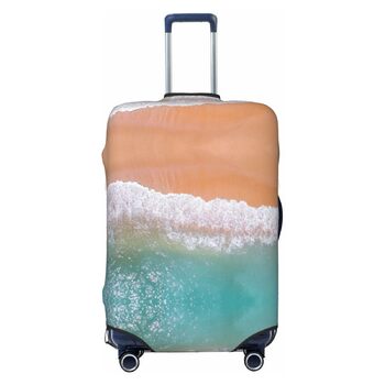 Чохол для валізи з романтичним пляжним принтом, еластичний захист від подряпин та пилу, чорний, розмір 95