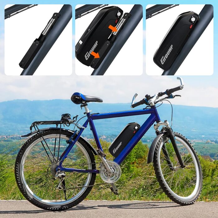 Акумулятор для електровелосипеда 36V / 48V (10Ah – 22.5Ah) із зарядним пристроєм, замком та індикатором заряду