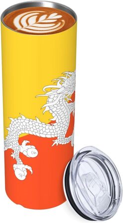 Кухоль з прямою трубочкою, дизайн прапор Королівства Бутан, дорожній кухоль з принтом, підходить для кемпінгу, офісу та дому, 590 мл