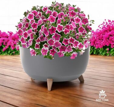 Квітковий горщик MELTOM на пластикових ніжках, кругла миска з вставкою, горщик для трав (антрацит, XL - 47 см) XL - 47 см антрацит