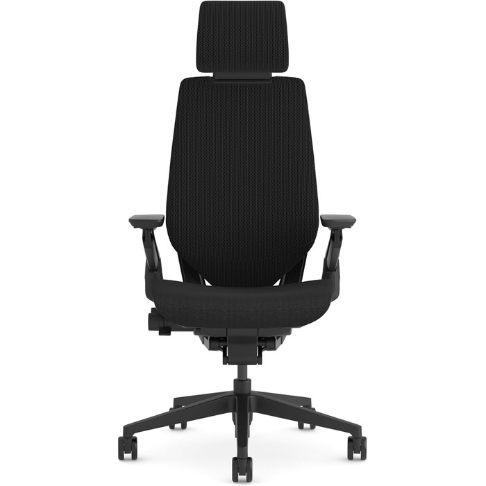 Ергономічне офісне крісло Steelcase Gesture з підлокітниками на 360, 3D-функцією поперекової підтримки Live Back, регульованим підголівником, чорне, 66 x 62,5 x 107 см