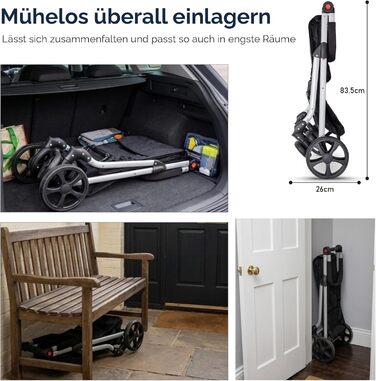 Сумка-візок для покупок Простора складана сумка-візок обємом 74 л Легкий 6-колісний візок з 5 кишенями міцний та водонепроникний Ідеальна складана сумка-візок для щоденного використання