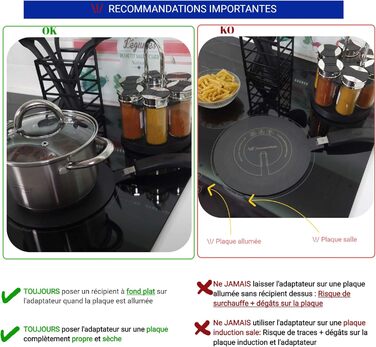 Індукційний адаптер ComwithSafe, 24 см, зі знімною ручкою, ізольований, не змінює колір після використання, нагрівальний колектор з високотемпературним покриттям, чорний - диск індукційного/газового реле