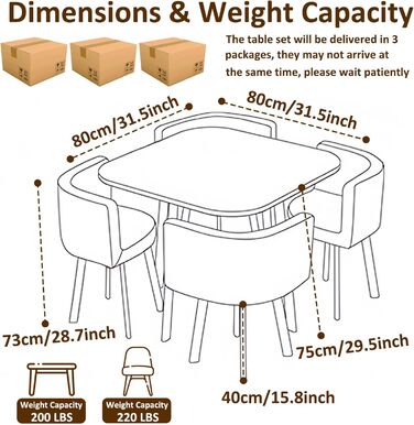 Обідній комплект із 4 стільцями, маленький круглий обідній стіл 90 см, для 4-6 осіб, для їдальні, кухні, вітальні, сучасні кухонні стільці (80 см сірого кольору)