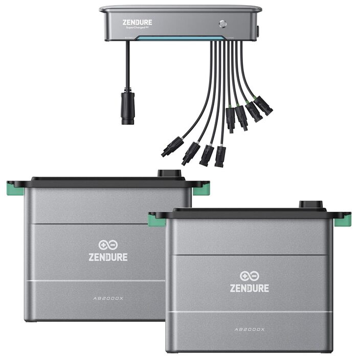 Балконна електростанція SolarFlow Hyper 2000 з накопичувачем, сонячна потужність 1800 Вт, зарядка змінного струму 1200 Вт/вихід 1200 Вт, вбудований мікроінвертор, TOU, 2 AB2000X 3840 Втгод LiFePO4, комплект Kraftmax 0 ПДВ