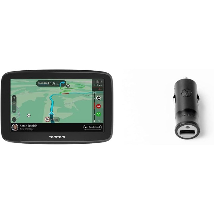 Навігаційний пристрій Tomtom GO Classic (уникнення пробок завдяки Tomtom Traffic, оновлення Європа, оновлення через Wi-Fi) (6 дюймів, в комплекті з автомобільним зарядним пристроєм USB)