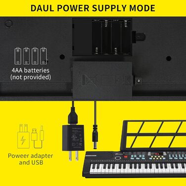 Клавішний набір клавішних піаніно, електронне музичне цифрове піаніно 100 ритмів РК-екран для дітей дорослих початківців з підсвічуванням клавіш1 чорний, 24HOCL 61-