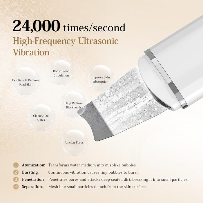 Ультразвуковий пілінговий пристрій ANLAN Скраб для шкіри, ультразвуковий пілінг для очищення пір, засіб для видалення прищів, іонний очищувач шкіри для очищення обличчя, догляд за обличчям, догляд за обличчям (білий)